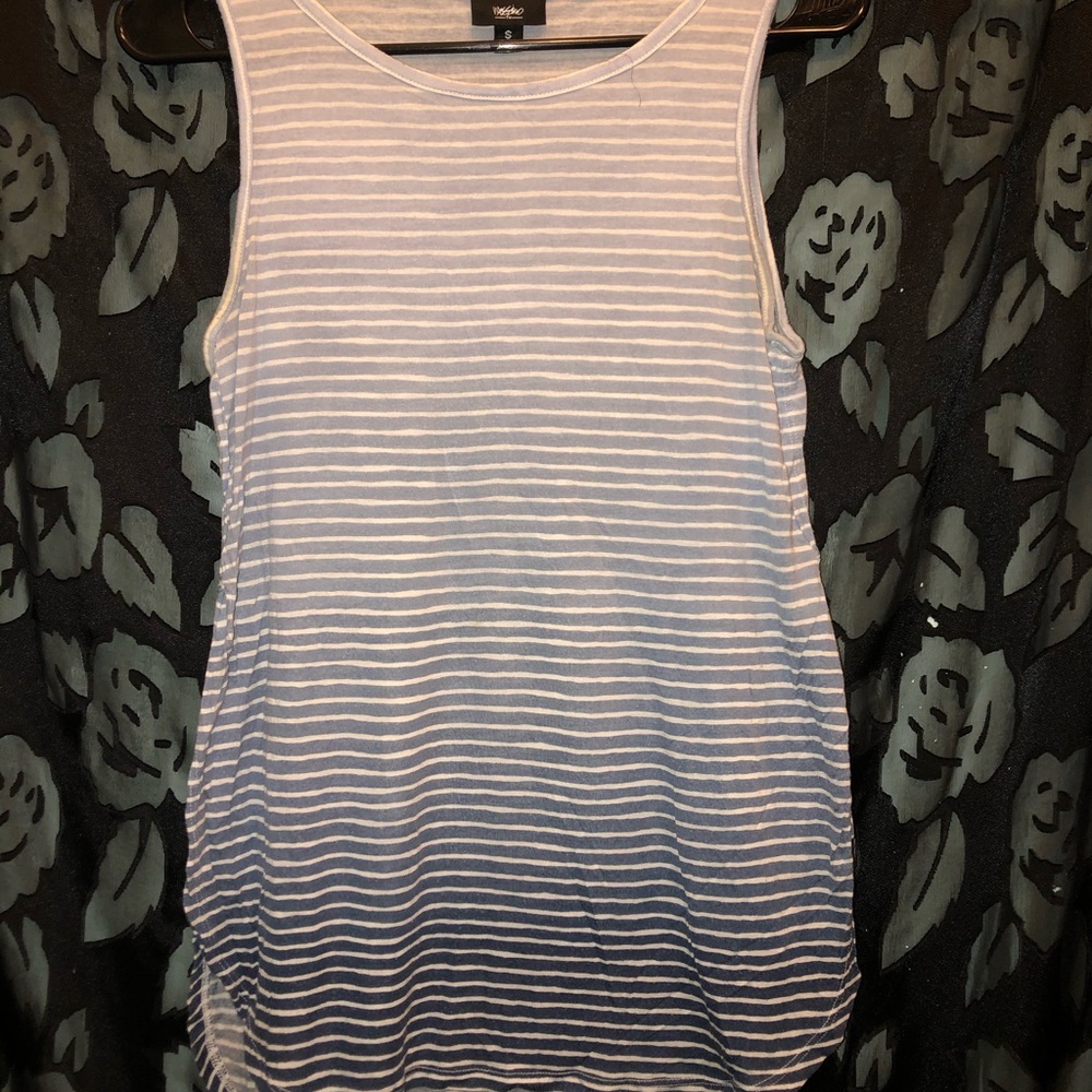 blue fade horizontal striped tank top